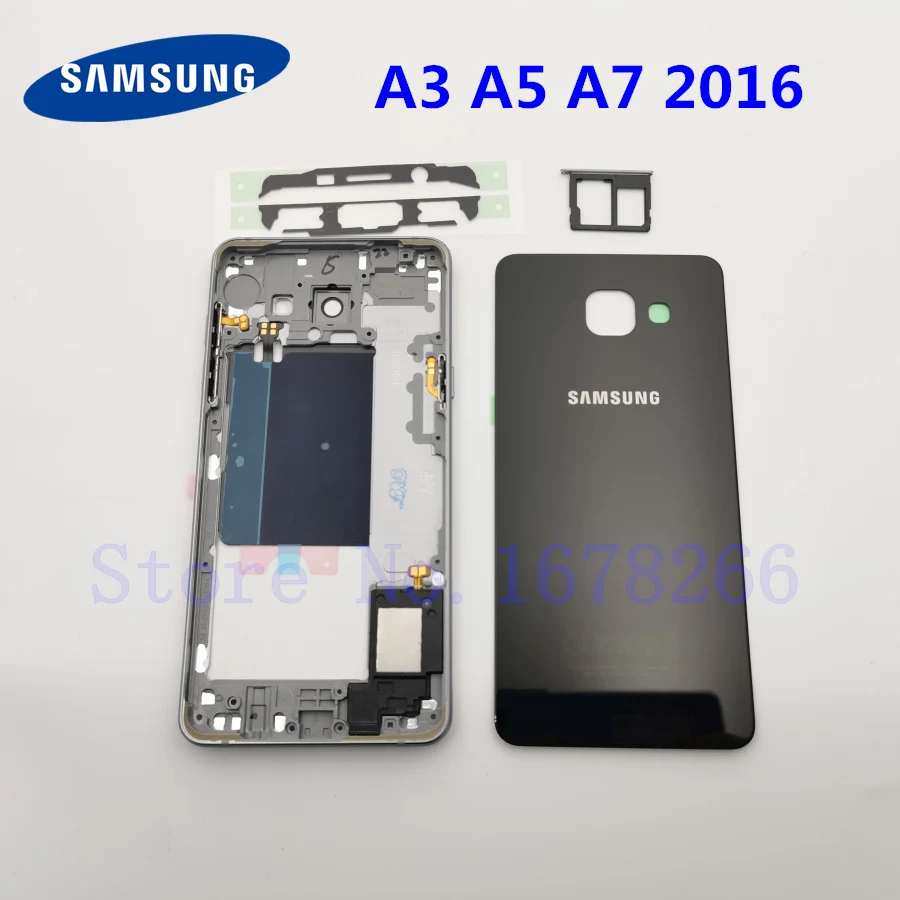 SAMSUNG Galaxy A3 A5 A7 2016 A310 A510 A710 Full Housing metal Middle Frame Glass Case Back Cover A510F Battery | Мобильные телефоны