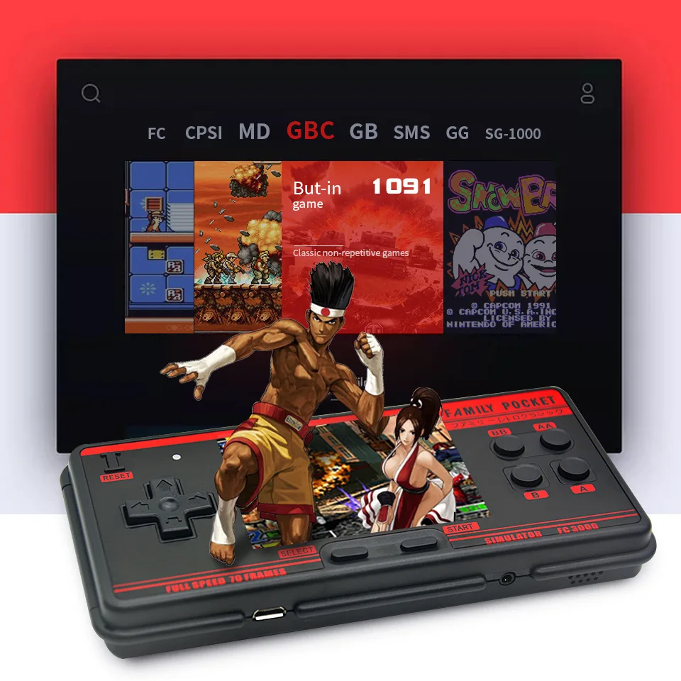 Портативная игровая консоль ZK30 FC3000 8 имитаторов консоли с 3 0 HD большим экраном