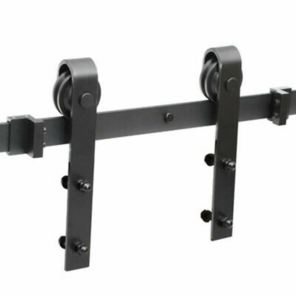 

New 2pc Bypass Sliding Barn Wood Double Doors Hardware Track Kit Set Spoke Wheel