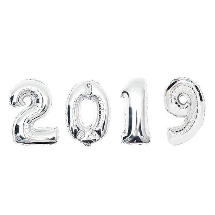4 шт./партия, 32 дюйма,, воздушные шары из фольги золотого, серебряного, радужного цвета, воздушные шары, украшения для рождественской вечеринки, с новым годом - Цвет: Silver 2019