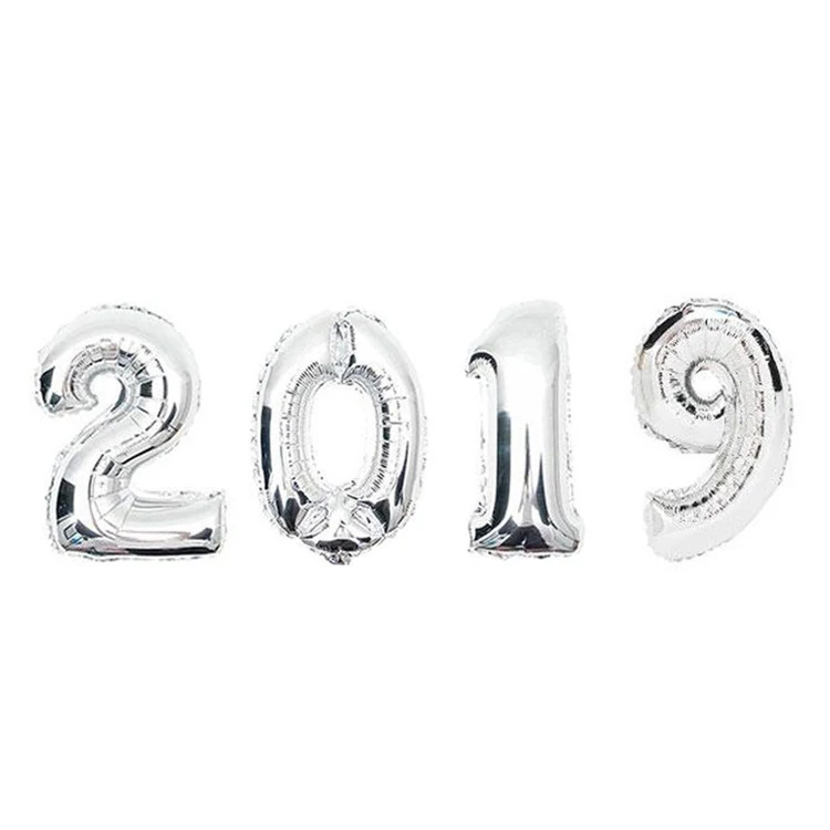 Silver 2019 4 шт./партия, 32 дюйма,, воздушные шары из фольги золотого, серебряного, радужного цвета, воздушные шары, украшения для рождественской вечеринки, с новым годом - Цвет: Silver 2019