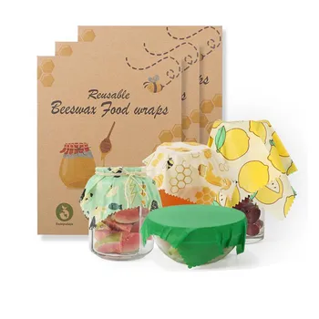 

Reusable Beeswax Wrap,Eco Friendly Washable Cloth Cheese Wraps,Food Sandwich Wrappers,Vegetables Fresh Keeping Wrap Lid Cover