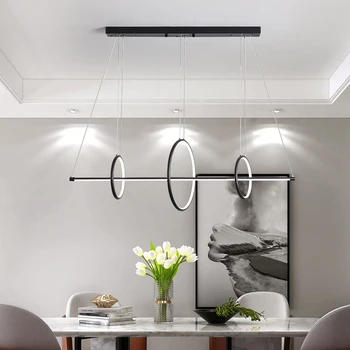 

Minimalist modern simple restaurant circle long front desk table bar shop commercial LED Chandelier