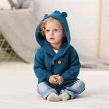 Детский свитер, вязаный кардиган, свитера, двубортное пальто для младенцев, кардиган с открытой передней частью для маленьких мальчиков и девочек, осенне-зимняя верхняя одежда для малышей