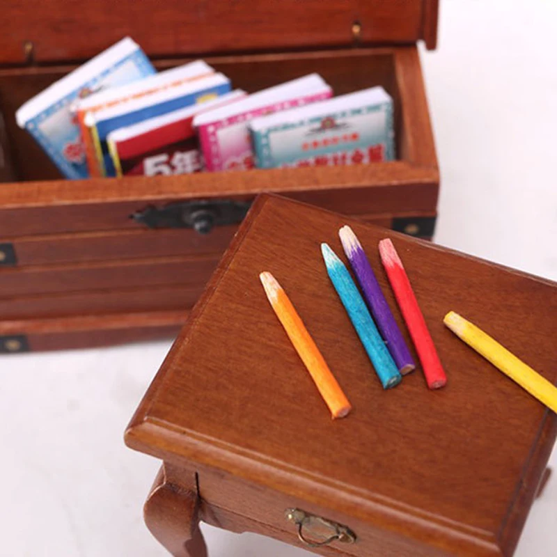 6Pcs Miniature Colored Pencil Model 1:12 DollHouse Learning Stationery Diy Scene | Игрушки и хобби
