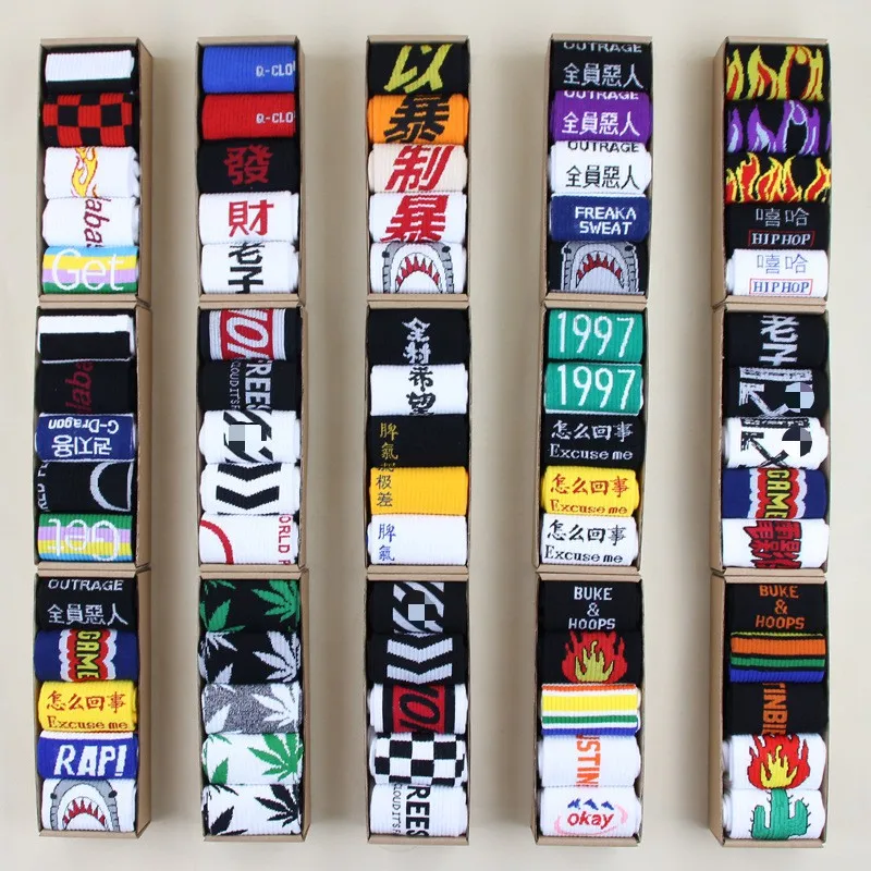 Носки мужские спортивные хлопок для скейтборда стиль хип-хоп индивидуальные