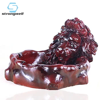 

Strongwell Luxury Imitation Wood Lion Ashtray Desktop Retro Crafts Home Decoration Accessories Living Room Office Decor Gifts