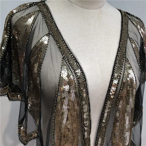 Элегантные женские вечерние шали с пайетками, украшенные бисером, один размер, черный, золотой, черный, серебристый, бежевый цвет