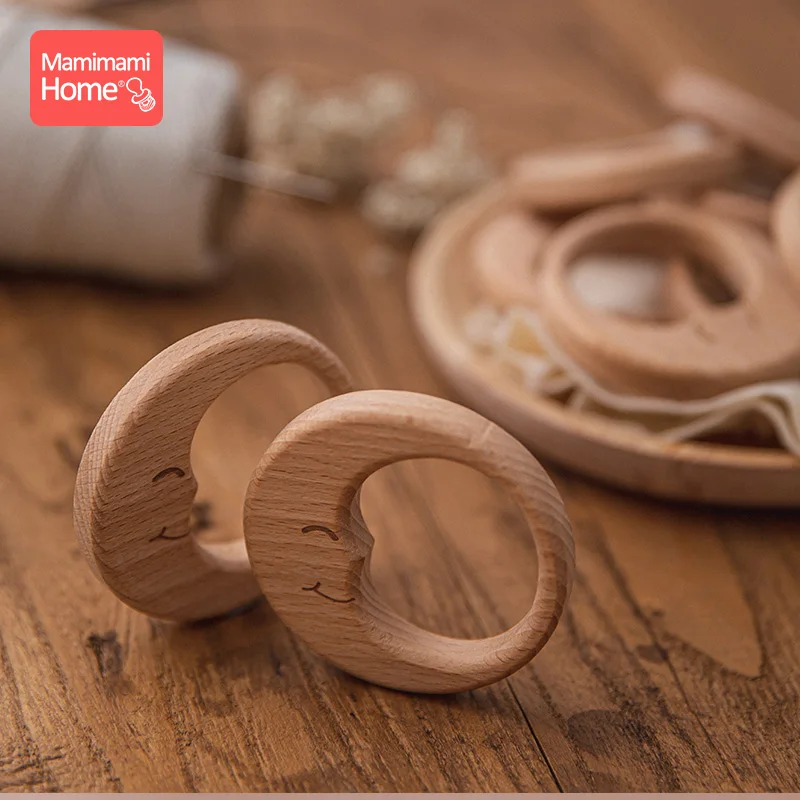5Pc  Teether 젖꼭지 체인 펜던트 너도밤 나무 나무 달 BPA 무료 나무 젖니가 남 반지 펜던트 액세서리 어린이 용품 장난감