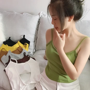 

Women Sexy Backless Twist Knot Camisole Lady Summer Bight Solid Color Padded Tank Top Casual Basic Slim Fit Sling Vest Beachwear