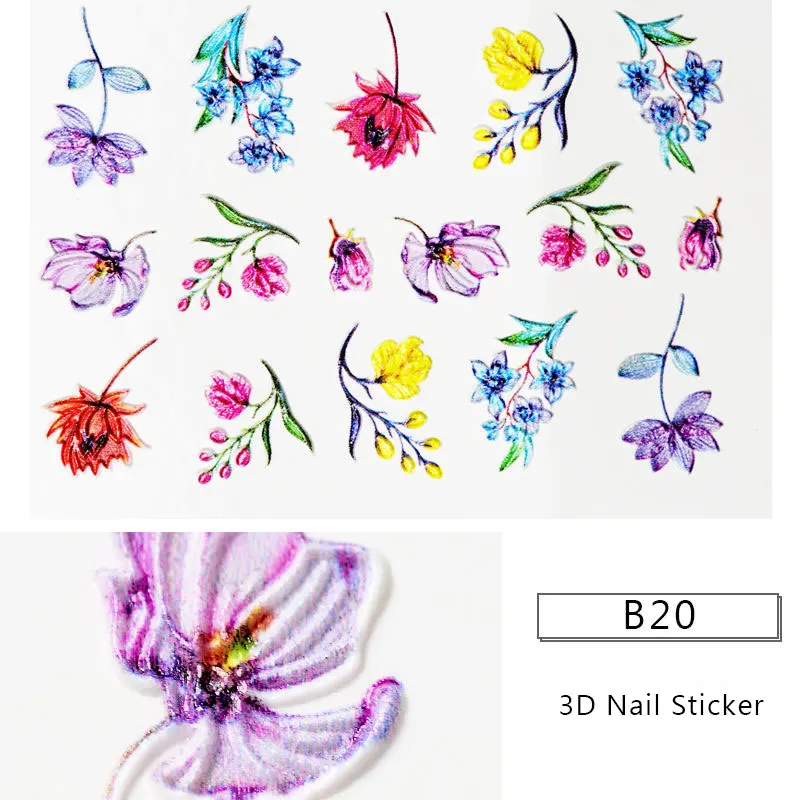 Четыре лилии 3D акриловая Выгравированная наклейка с цветком для ногтей рельефная волна ногтей Водные Наклейки Empaistic ногтей слайд инструмент для украшения ногтей для нейл-арта - Цвет: CS06539