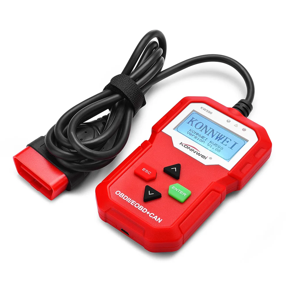 Vehemo OBD2 автомобильный диагностический сканер двигателя для KONNWEI KW590 автомобильный инструмент для чтения кода - Цвет: Red