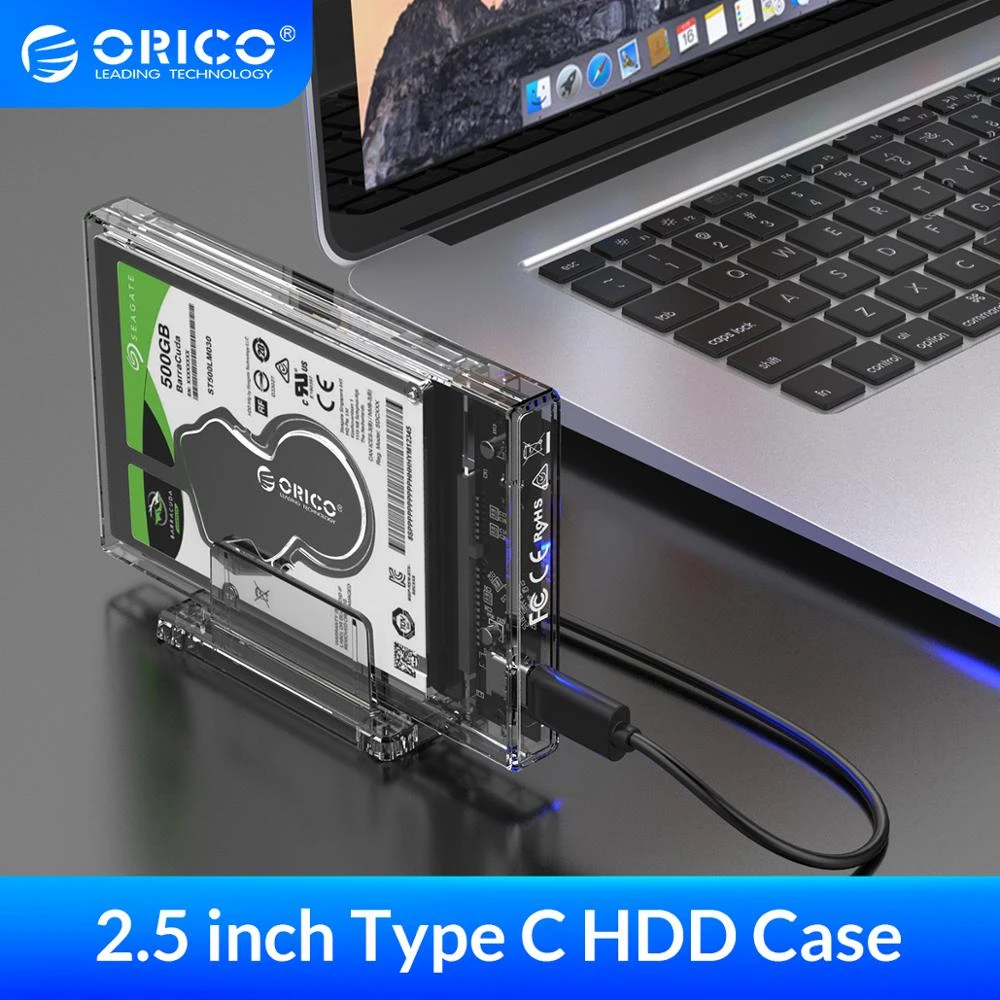 external hard drive box ORICO 2.5" HDD Case SATA to USB 3.1 Type C Hard Drive Enclosure with Stand for SSD Disk Box Transparent External HDD Enclosure 2.5 inch hdd enclosure