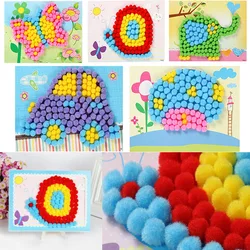 Juguetes creativos hechos a mano para niños, pompón con bola adhesiva, DIY
