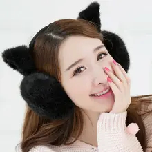 Fashion Trend Fuzzy Women Girls Earmuffs Winter Warm Cute Cat Ear Solid Soft Plush Unique Lovely Design Newest Accessories