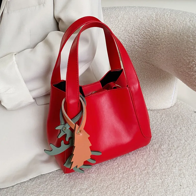 

Women's Casual Wild Elk pendant Composite Bag New Fashion Vegetable Basket Bag Multifunctional Shoulder Bags Brand Handbag