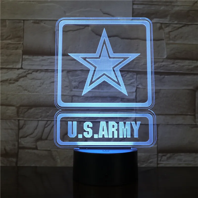 Американская армия военная Современная атмосфера 3D декор визуальный светильник ночник Led Спальня украшение для свадьбы подарок Прямая поставка