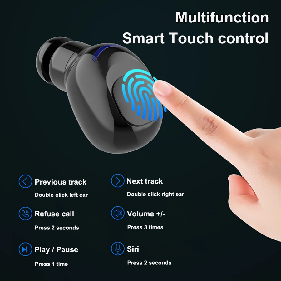 Новые Bluetooth наушники беспроводные наушники спортивные бас TWS мини стерео наушники гарнитура с микрофоном 2200 мАч зарядная коробка