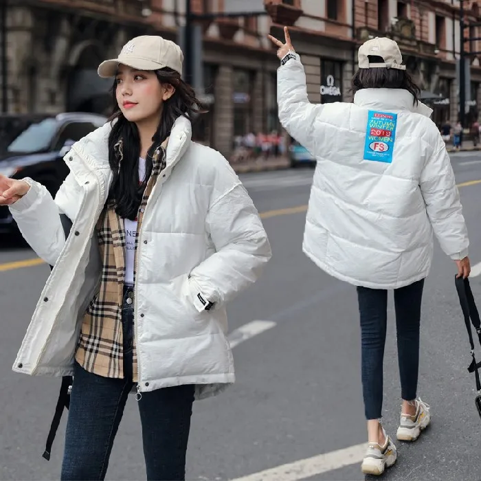 

Down Jacket Cotton-padded Clothes Women's 2019 Korean-style New Style Loose And Plus-sized Thick Bread Cotton Coat Students Stan