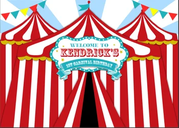 

7x5FT Personalized Welcome to Carnival Birthday Circus Stage Tent Custom Photo Studio Backdrop Background Vinyl 220cm X 150cm