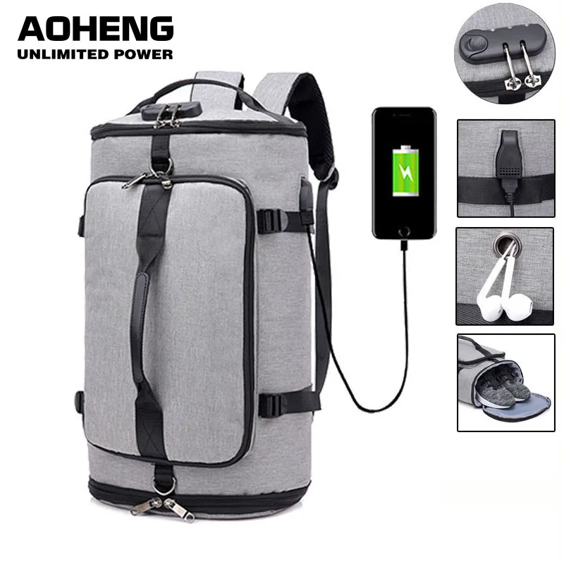 AoLuHeng USB Противоугонный рюкзак для спортзала сумки фитнеса сумка мужчин