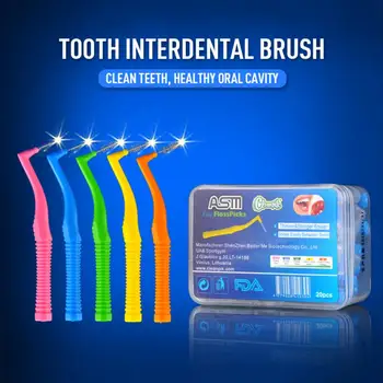 

20 Pcs/box L Shaped Interdental Brush Denta Floss Interdental Cleaners Orthodontic Teeth Brush Toothpick Oral Care Tool