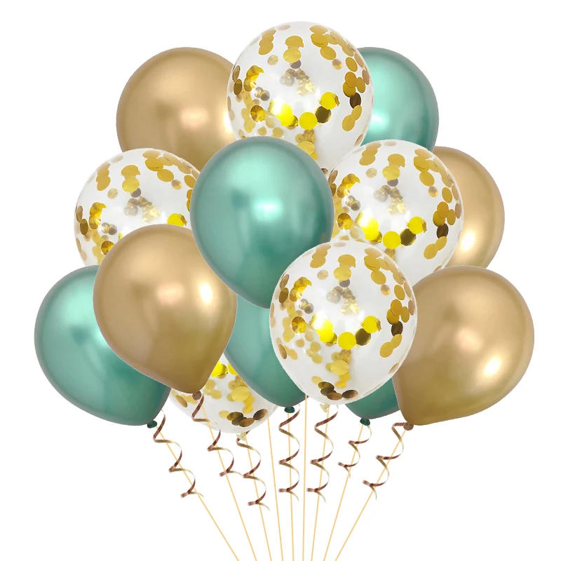 15 шт Металлические цвета латексные воздушные шары с конфетти надувные для дня рождения воздушные шары Свадебные украшения гелиевые шары