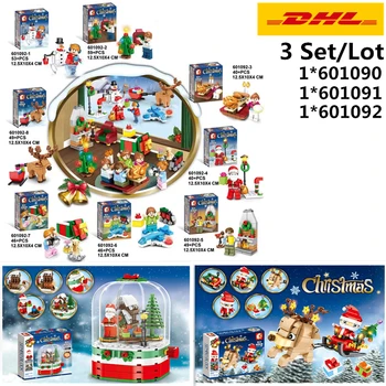 

IN STOCK DHL 601090 601091 601092 Merry Christmas theme gift Santa Claus Elk Educational Building Blocks Bricks Birthday Toys