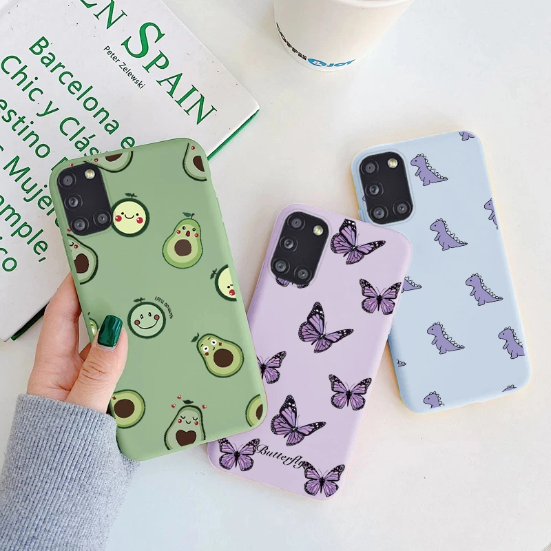 For Samsung Galaxy A31 Case 6.4" Soft Silicone TPU Fashion Cover For Samsung A 31 A 3 1 Protective Flower Dinosaur Fundas Bumper cute samsung phone case