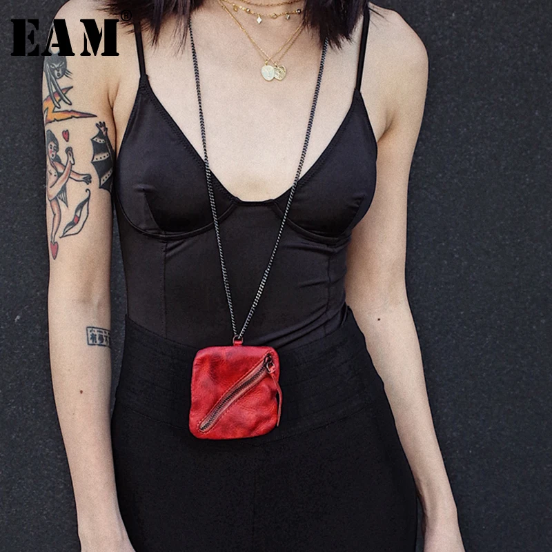 

[EAM] Women New Leather Long Chain Red Mini-bag Simple Personality Accessories Fashion Tide All-match Spring Autumn 2019 1A838