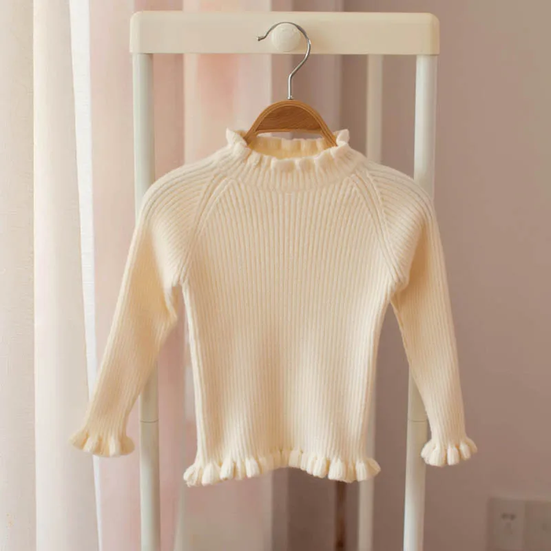 Модный свитер для девочек; сезон осень-зима; Детский свитер с длинными рукавами и трикотажной подкладкой; милый детский свитер - Цвет: Beige
