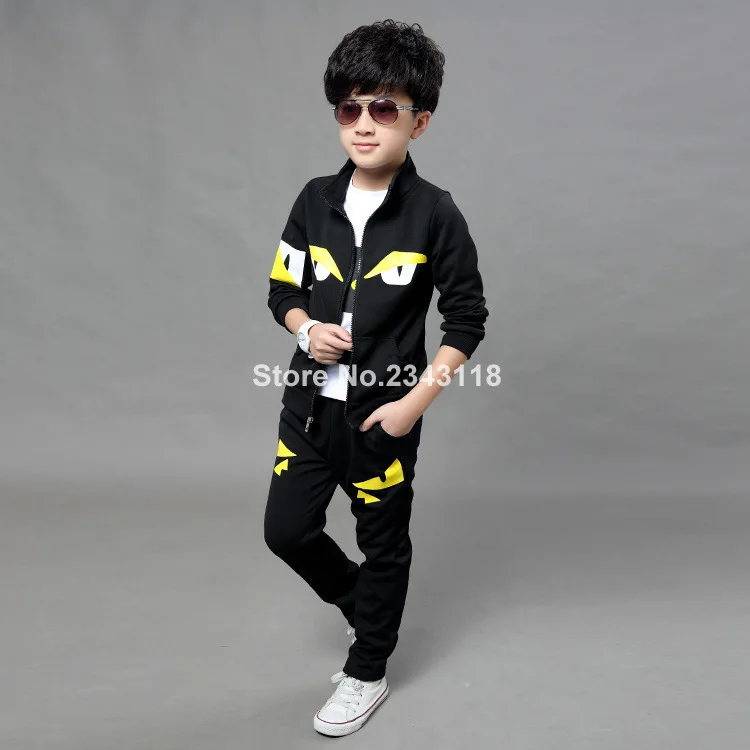 

2019Boys and Girls Sets 3 -12 Years Old Children L Monster Pack Kids Suits Coat +t Shirt+pant Sets Frss Shipping
