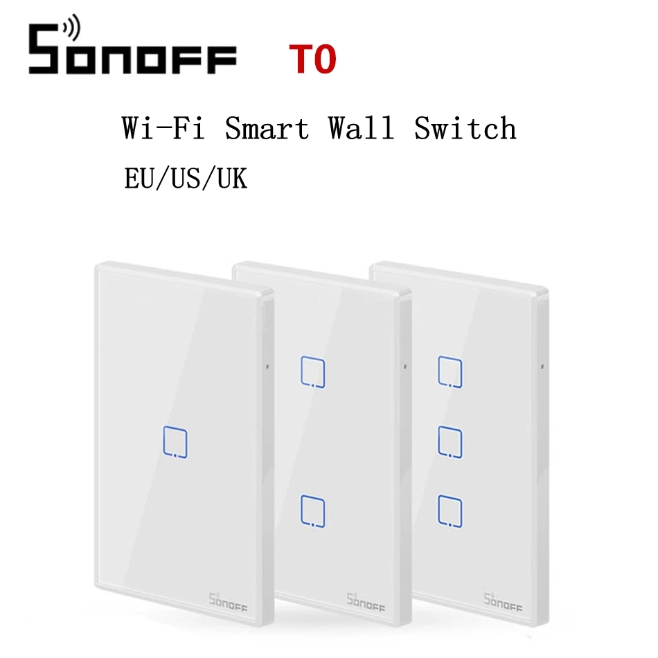 Интеллектуальный выключатель света SONOFF T0 по стандартам ЕС/США/Великобритании партии 1/2/3 серии TX настенный Wi-Fi адаптер смарт сенсорный выключатель света для умного дома работать с Alexa Google Home