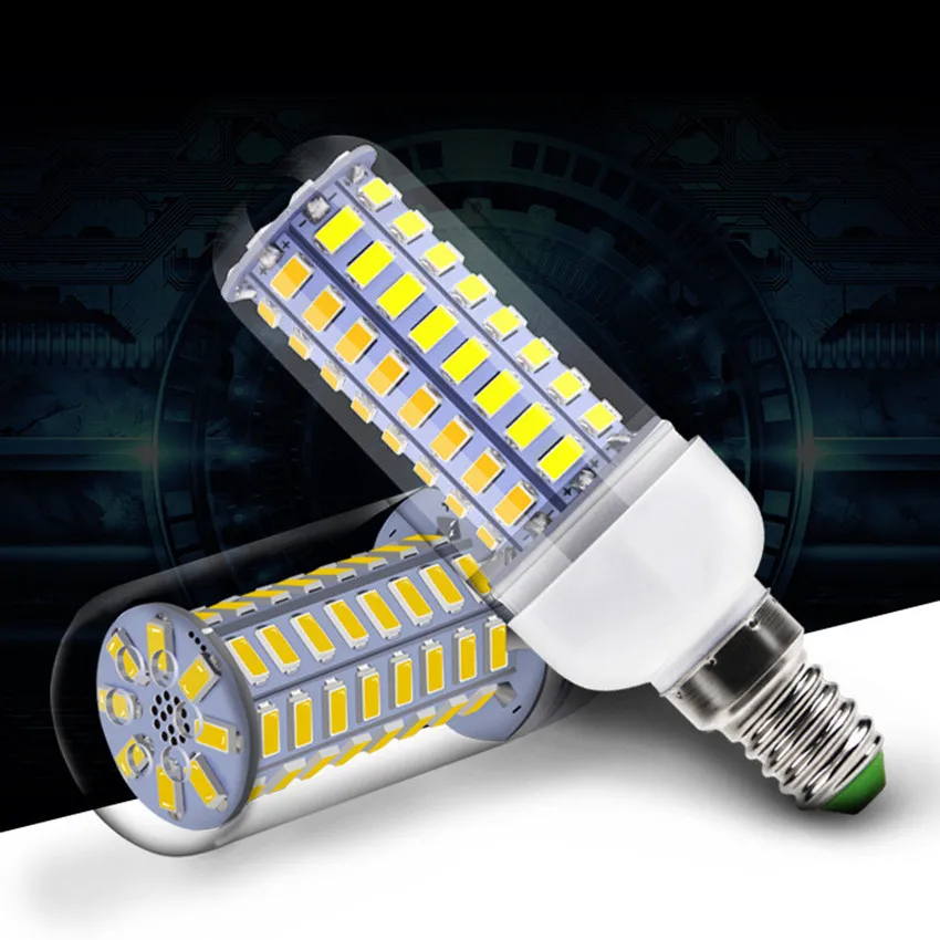 Светодиодная лампа Dersoy E27 220 В светодиодная SMD 5730 E14 светильник 24 36 48 56 69 72 LED s