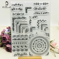 Alinacutle CLEAR STAMPS Leaf Flower Border Corner Scrapbooking Card Album Paper Craft Rubber Roller Transparent Silicon Stamp 2