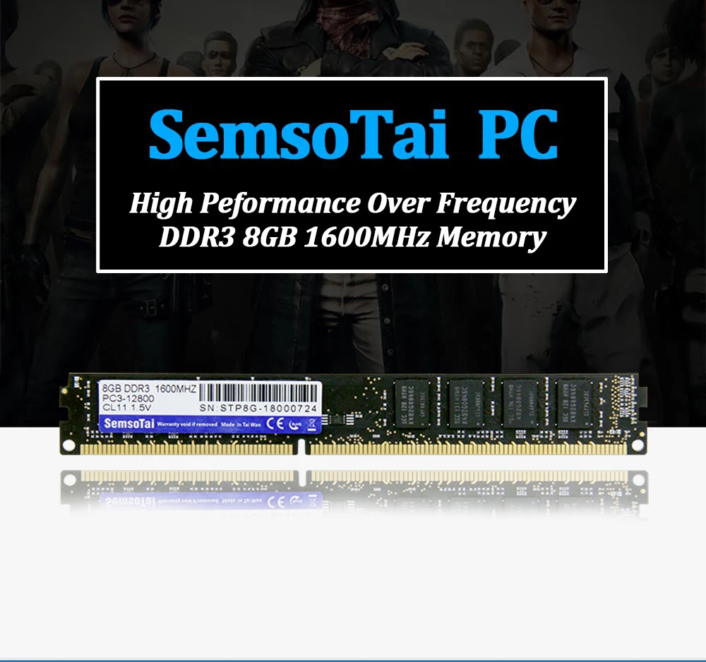 SemsoTai ram ddr3 8gb 1600MHz Память 240pin DIMM JEDEC 1,5 V CL = 11 PC3-12800 пожизненная гарантия память оперативная память ddr 3 8gb для рабочего стола