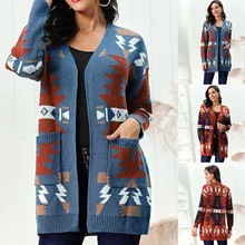 Женское рождественское пальто с геометрическим узором, Рождественский свитер с деревом и v-образным вырезом, кардиган, Прямая поставка, низкая цена, мужской женский стиль, для отдыха