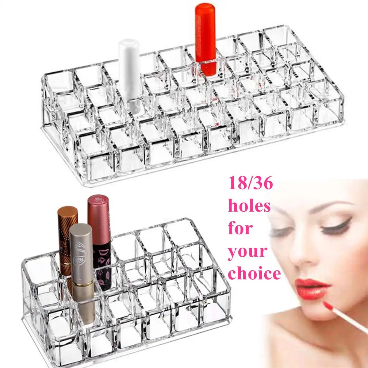 

18 Grid Acrylic Make Up Storage Holder Makeup Organizer Storage Box Cosmetic Box Lipstick Jewelry Box Case Holder Display Stand