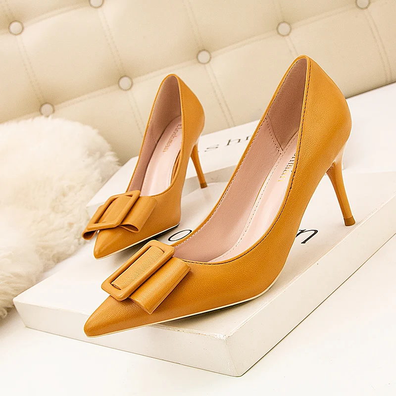 NEW Spring Fashion PU Basic Women's Pumps 2021 Sexy Thin Heels Pointed Toe Party Office Ladies Shoes Botines Mujer 35-41