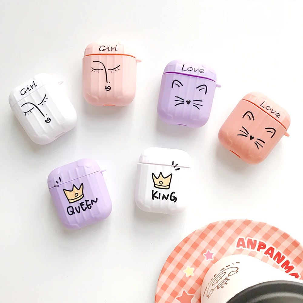 Suitcase Box For Airpods 1 2 Cute Puss Bluetooth Wireless Earphone Bag Cover Airpods1 Case Headset Charging | Электроника