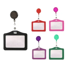 

Candy Colors ID Card Holder with Badge Reel Retractable Photo Identity Pass Badge Holder & Accessories