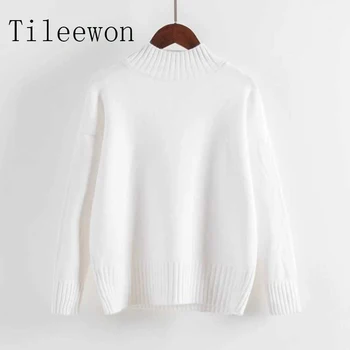 

2019 Fashion Spring Winter Sweater Women Solid Turtleneck Sweater Warm Long Sleeve Mini Knitted Sweater Girls Plus Size Women