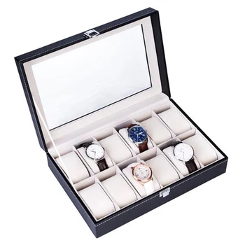 

12 Compartments Top-level Opening Style Leather Watch Display Sunglass Case Collection Box Durable Packaging Holder Jewelry