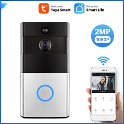 YUNZE – sonnette connectée 1080P Tuya, wi fi, interphone vidéo sans fil, caméra 2mp, pour l'extérieur, sécurité domestique 