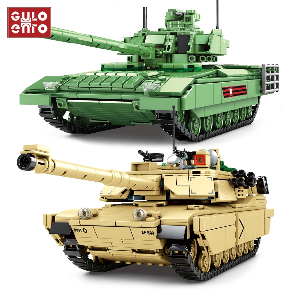 Военная серия основной боевой танк строительные блоки M1A2 Abrams T-14 ARMATA тяжелый