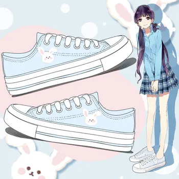 

Amy and Michael 2020 Summer Lovely Cartoon Bunny Canvas Shoes Girls Breathable Low Top Lace Up Female Students Casual Sneakers