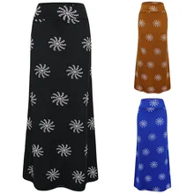 Женские летние юбки faldas largas mujer повседневные юбки с высокой талией и цветочным принтом jupe femme облегающие длинные макси юбки saia midi# C8