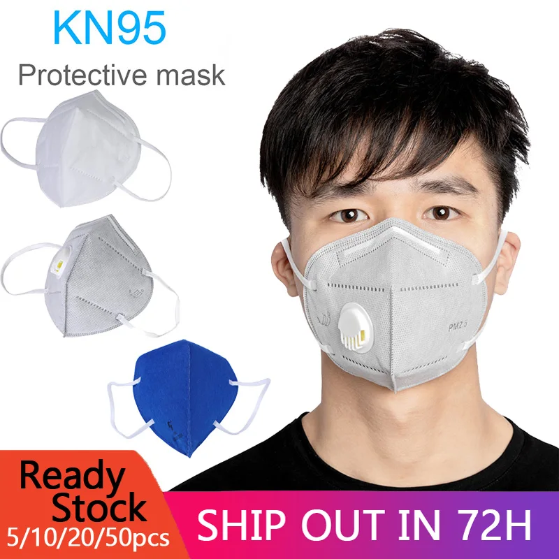 

5/10PCS KN95 Folding Valved Dust Masks PM2.5 Anti Virus Formaldehyde Bad Smell Bacteria Proof Face Mouth Mask Anti Coronavirus