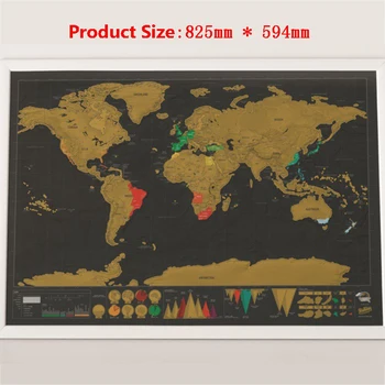 

Travel Scratchable World Map Size 32.5x23.4inch Luxury Erase World Travel Map Easy To Scratch Office Home Deco Wall Stickers