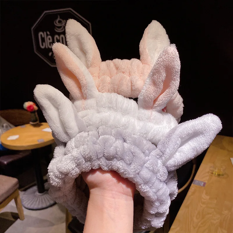 

Unisex Plush Hair Band Women Girl Wash Face Makeup Necessity Hair Band Cute Rabbit Ear Hair Bands Turban Hair Accessories
